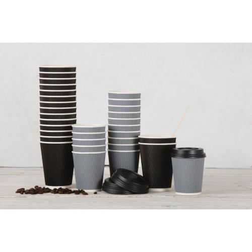 Fiesta Recyclable Hot Cup Ripple Wall Charcoal 8oz (Box 500)