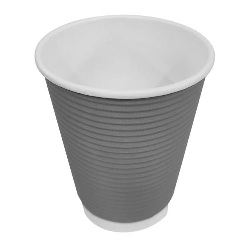 Fiesta Recyclable Hot Cup Ripple Wall Charcoal 12oz (Box 500)