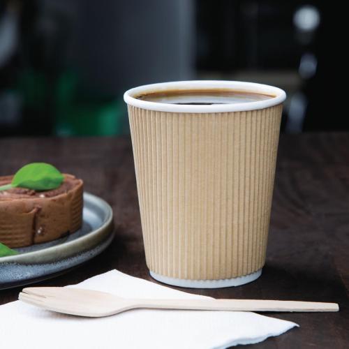 Fiesta Recyclable Hot Cup Ripple Wall Kraft 8oz (Sleeve 25)