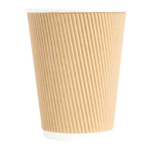 Fiesta Recyclable Hot Cup Ripple Wall Kraft - 12oz (Box 500)