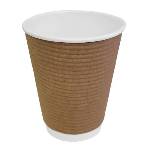 Fiesta Recyclable Hot Cup Ripple Wall Kraft 12oz (Sleeve 25)