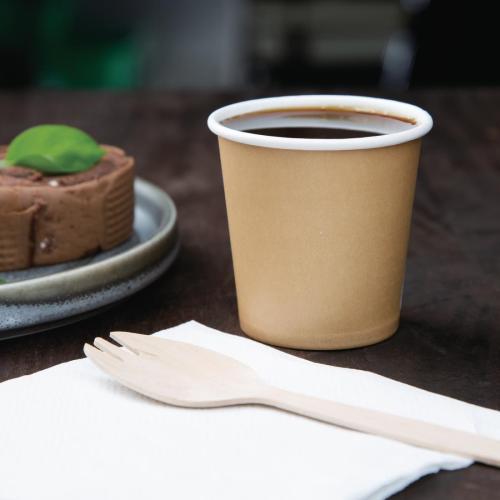 Fiesta Recyclable Hot Cup Single Wall Kraft 4oz (Box 1000)  FSC Mix