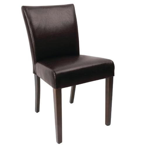 Bolero Faux Leather Contemporary Dining Chair Dark Brown (Pack 2)