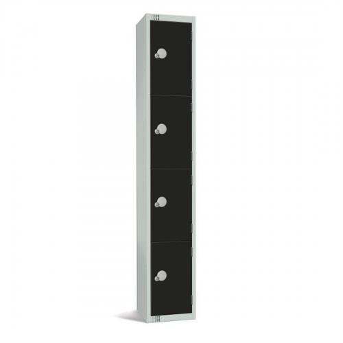 450mm Deep Locker 4 Door Combi Lock) Black 1950x300mm with Sloping Top (Direct)