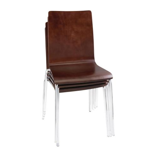 Bolero Square Back Side Chair Dark Chocolate Finish (Pack 4)