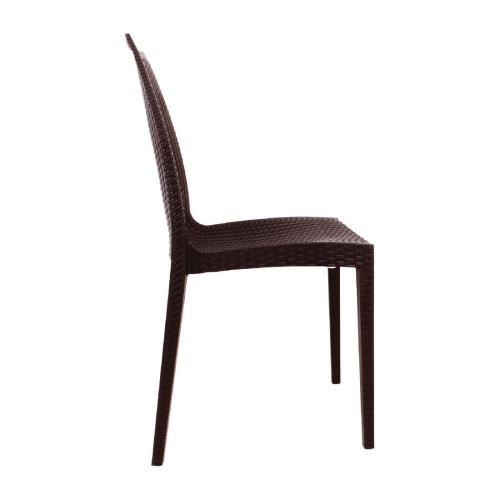 Bolero PP Rattan Bistro Side Chair Brown (Pack 4)
