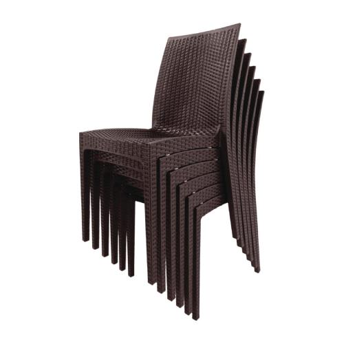 Bolero PP Rattan Bistro Side Chair Brown (Pack 4)