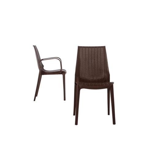 Bolero PP Rattan Bistro Side Chair Brown (Pack 4)