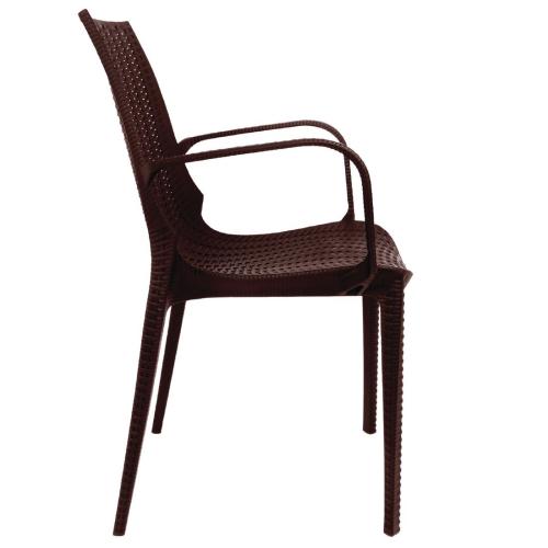 Bolero PP Rattan Bistro Armchair Brown (Pack 4)
