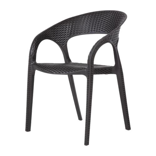 Bolero PP Rattan Wraparound Armchair Black (Pack 4)