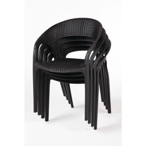 Bolero PP Rattan Wraparound Armchair Black (Pack 4)