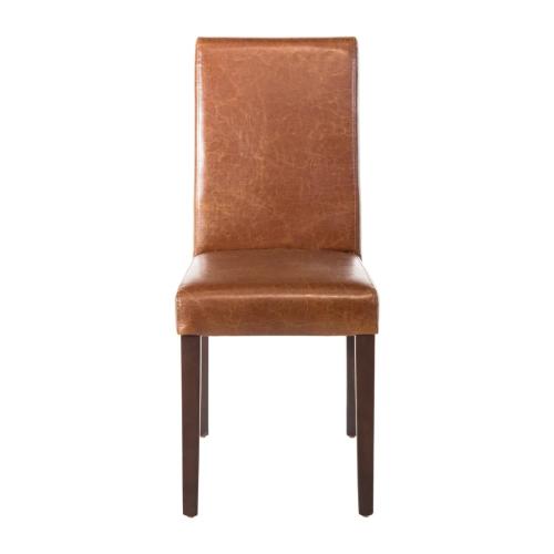 Bolero Faux Leather Dining Chair Antique Tan (Pack 2)