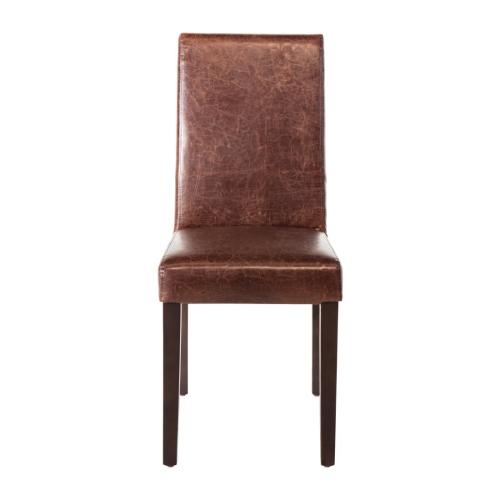 Bolero Faux Leather Dining Chair Antique Brown (Pack 2)