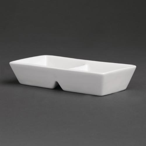 Royal Porcelain Classic 2 Section Dish White - 125X60mm (Box 12)