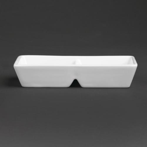 Royal Porcelain Classic 2 Section Dish White - 125X60mm (Box 12)