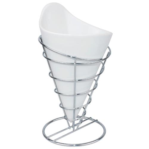 Olympia French Fry Holder Chrome Wire Cone - 175x115mm 6 9/10x 4 1/2"
