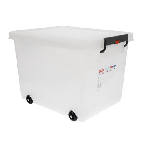 Araven Food Storage Box & Lid with Wheels & Colour Clips - 50Ltr 530x396x379mm