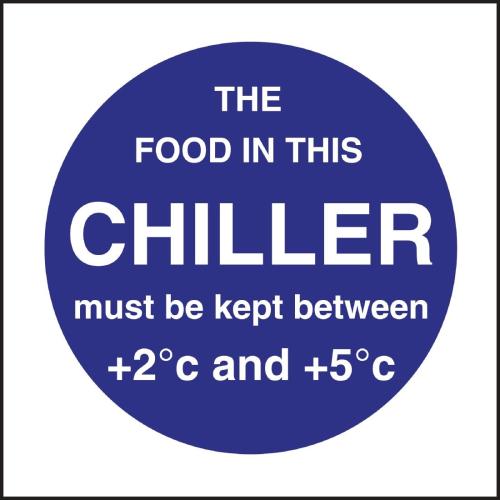 Vogue Chiller Display Temp Sign - 100x100mm 4x4" (Self-Adhesive)