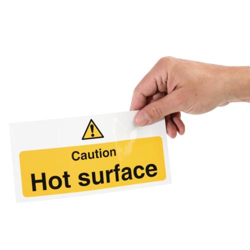 Vogue Caution Hot Surface Sign - 100x200mm 4x8" (Self-Adhesive)