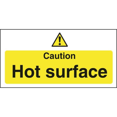 Vogue Caution Hot Surface Sign - 100x200mm 4x8" (Self-Adhesive)