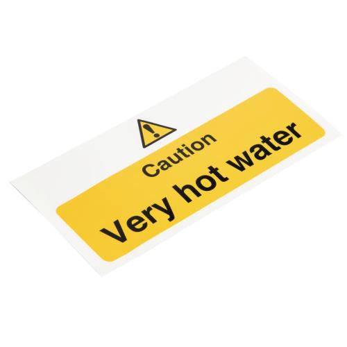 Vogue Caution Very Hot Water Sign - 100x200mm 4x8" (Self-Adhesive)