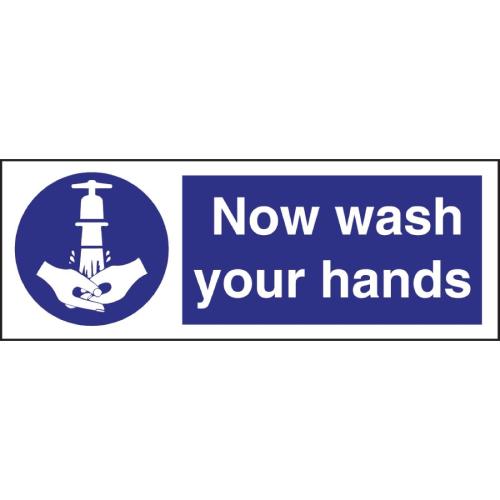 Vogue Now Wash Your Hands Sign -  230x80mm 9x3" (Self-Adhesive)