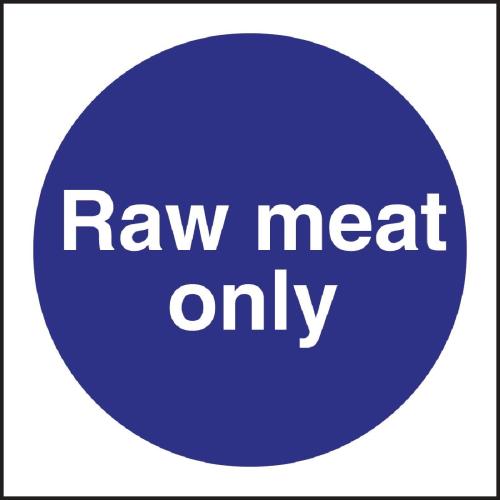Vogue Raw Meat Only Sign - 100x100mm 4x4" (Self-Adhesive)