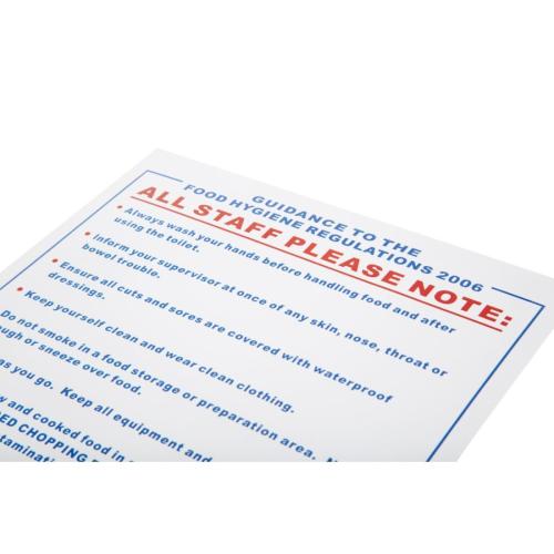 Vogue Food Safety Act 2006 Guidance Sign 330x200mm 13x7 3/4" (Self-Adhesive)