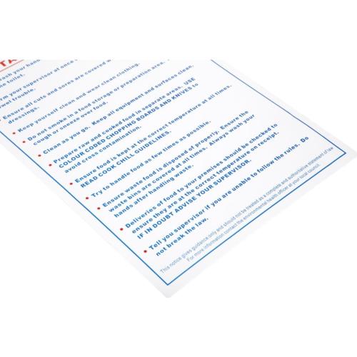 Vogue Food Safety Act 2006 Guidance Sign 330x200mm 13x7 3/4" (Self-Adhesive)