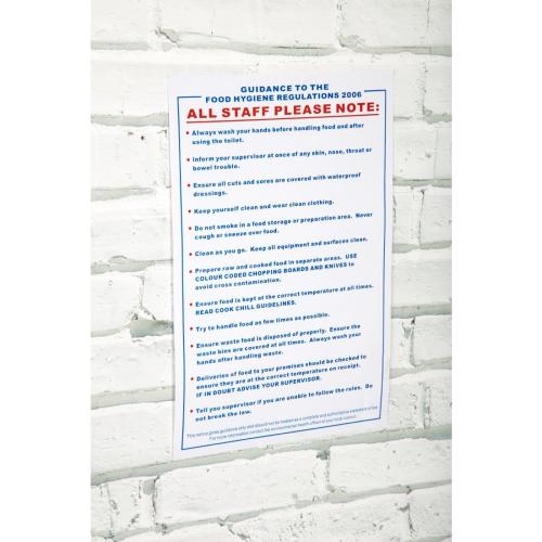 Vogue Food Safety Act 2006 Guidance Sign 330x200mm 13x7 3/4" (Self-Adhesive)