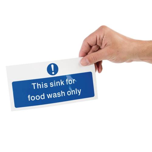 Vogue Food Wash Only Sign - 200x100mm 8x4" (Self-Adhesive)