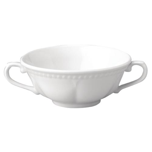 Buckingham White Elegant Consomme Bowl with Handles - 13.5oz (Box 24)