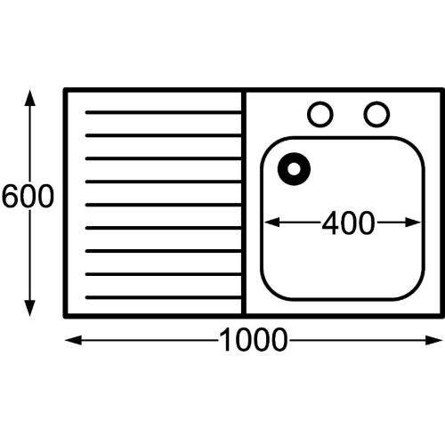 KWC DVS St/St Sink 1000x600mm R/H Bowl inc taps & L/H Drainer Mini Range(Direct)