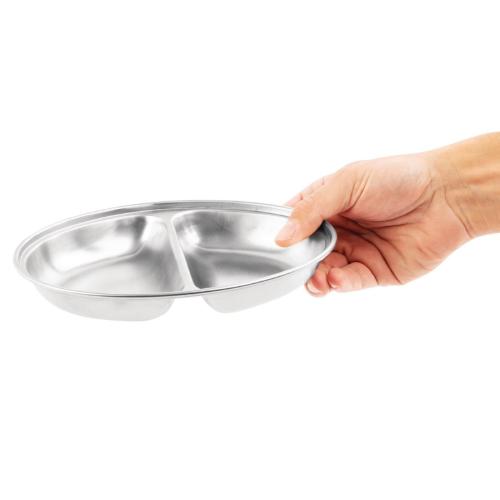 Olympia Oval Vegetable Dish St/St 2 division - 200mm 8"