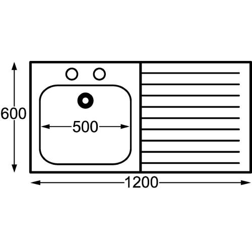 KWC DVS St/St Sink - 1200mm L/H Bowl inc taps & R/H Drainer Mini Range (Direct)