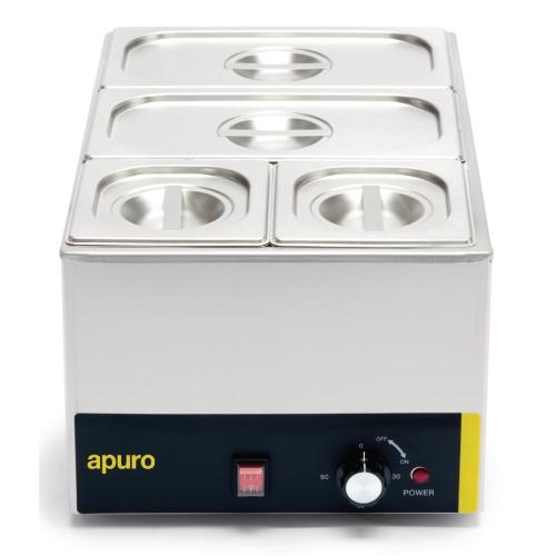 Buffalo Bain Marie without Tap with Pans 2x1/3 & 2x1/6 Pans 150mm Deep Inc Lids