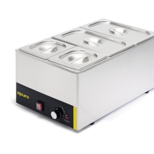 Buffalo Bain Marie without Tap with Pans 2x1/3 & 2x1/6 Pans 150mm Deep Inc Lids