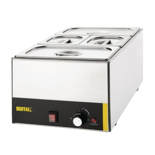 Buffalo Bain Marie without Tap with Pans 2x1/3 & 2x1/6 Pans 150mm Deep Inc Lids