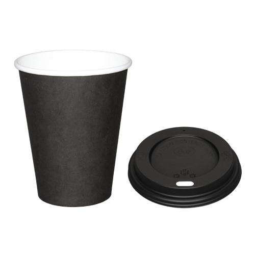 Fiesta Hot Cups Single Wall Black with Black Lid - 228ml (8oz) (Box 1000)