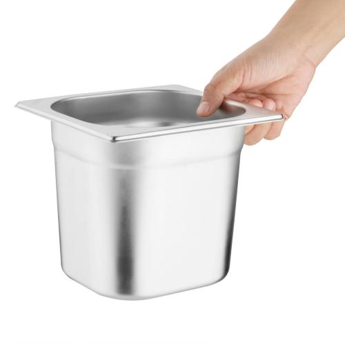 Vogue St/St GN Set - 6 x 1/6 with Lids 150mm (inc. 2 x Adapt Bar - 325x25mm)