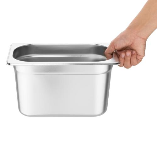 Vogue St/St GN Set - 4 x 1/4 with Lids 150mm (inc. Adapt Bar - 325x25mm)