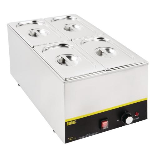 Vogue St/St GN Set - 4 x 1/4 with Lids 150mm (inc. Adapt Bar - 325x25mm)