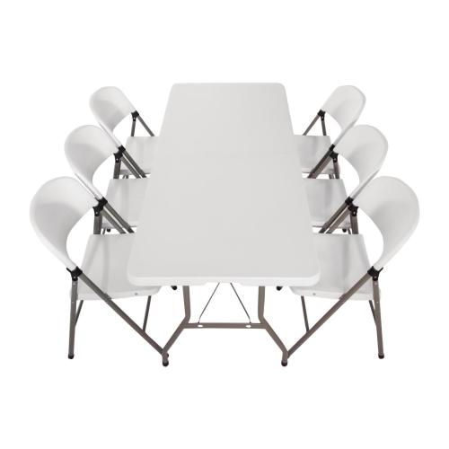 Bolero Centre Folding Table with Six Folding Chairs