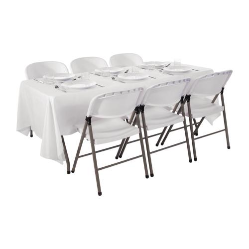 Bolero Centre Folding Table with Six Folding Chairs