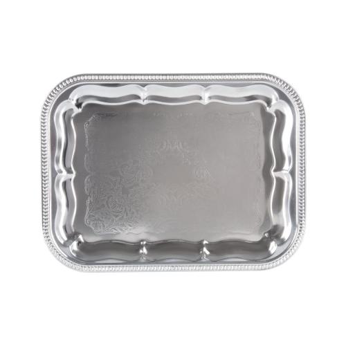 Semi Disposable Party Tray Rectangular Chrome Plated - 41x31cm