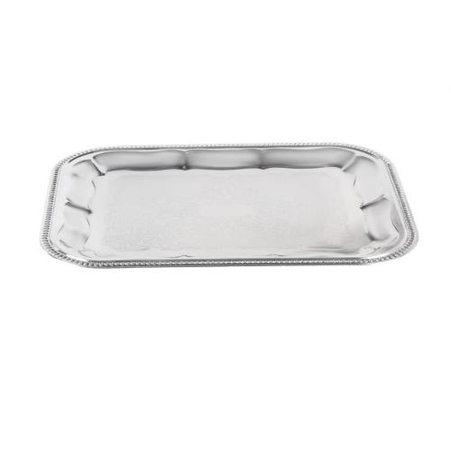 Semi Disposable Party Tray Rectangular Chrome Plated - 41x31cm