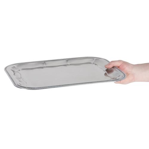 Semi Disposable Party Tray Rectangular Chrome Plated - 41x31cm