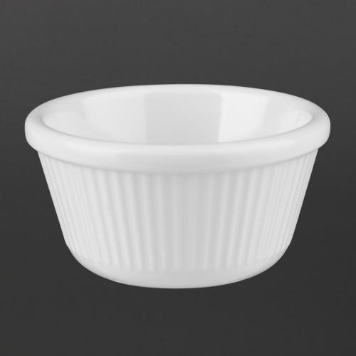Olympia Kristallon Melamine Ramekin Fluted White 85ml (Box 12)