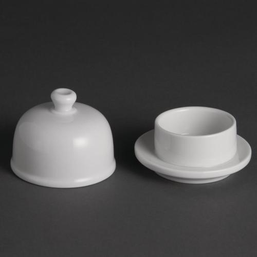 Olympia Whiteware Butter Pad with Porcelain Cover - 50ml 1.69fl oz (Box 6)