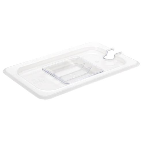 Vogue Clear Polycarbonate Notched Lid - GN 1/4